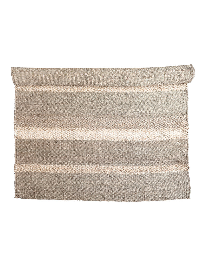 Seagrass Hand-Woven Seagrass and Corn Husk Rug with Stripes