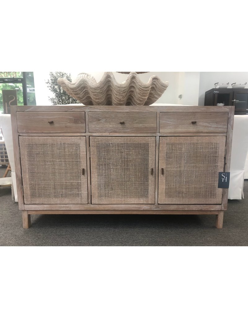 Britton Britton Sideboard with Woven Door Panels, Grey Wash