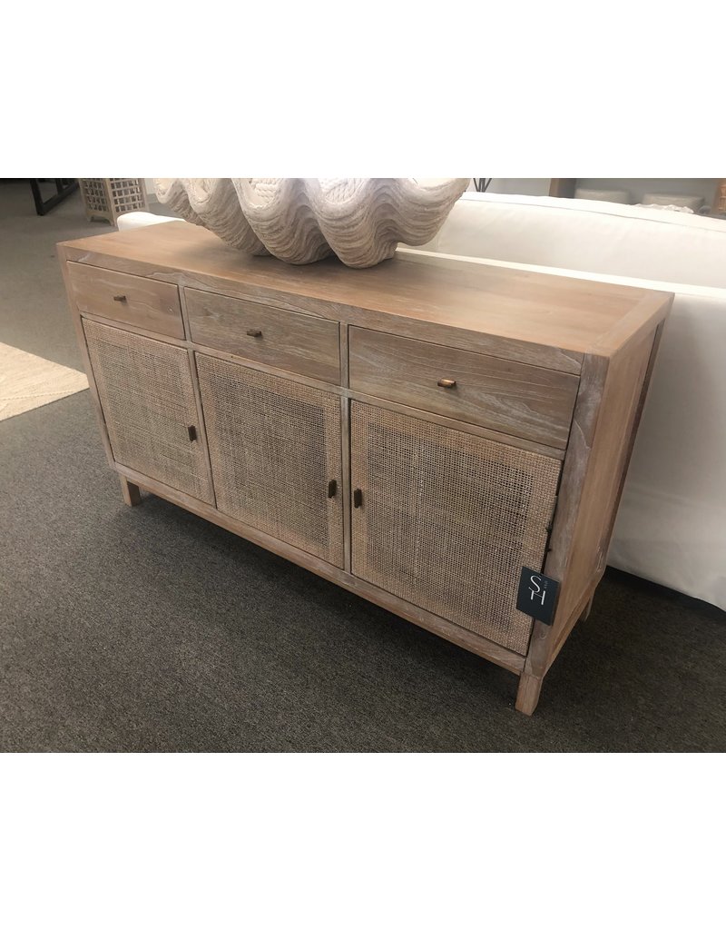 Britton Britton Sideboard with Woven Door Panels, Grey Wash