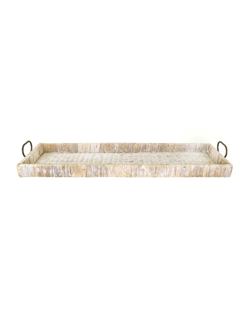 Abner Rattan Tray with Metal Handles