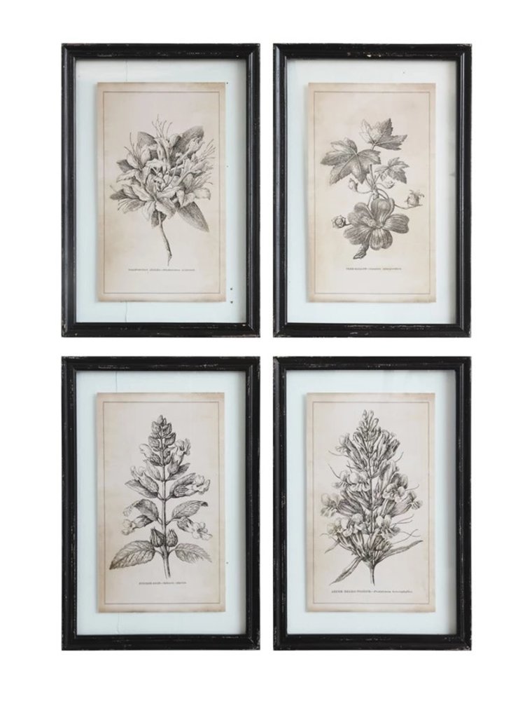 Framed Wall Decor with Floral Image