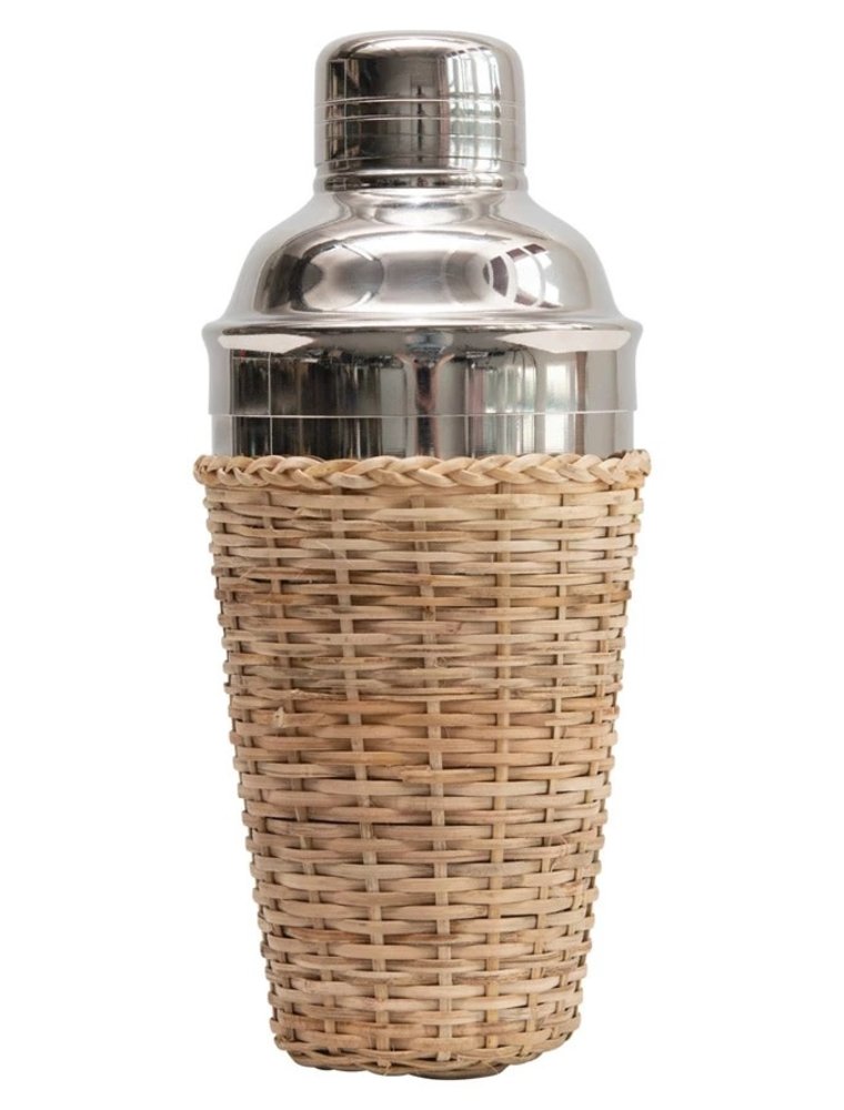 Stainless Steel Cocktail Shaker with Rattan Sleeve