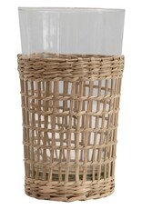 Seagrass Drinking Glass with Woven Seagrass Sleeve