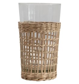 Seagrass Drinking Glass with Woven Seagrass Sleeve