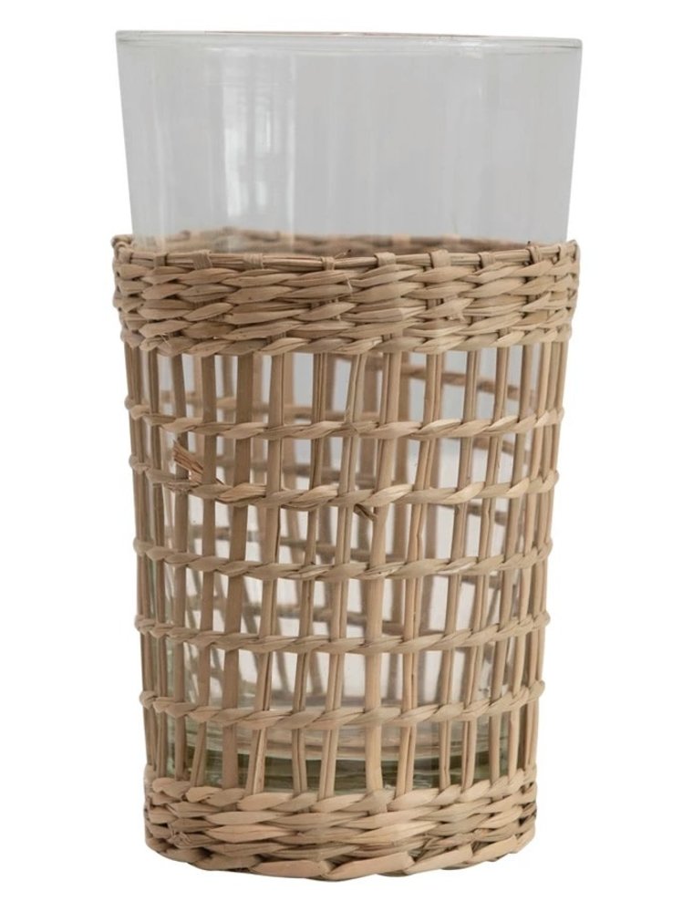 Seagrass Drinking Glass with Woven Seagrass Sleeve
