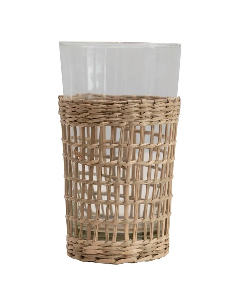 Seagrass Drinking Glass with Woven Seagrass Sleeve
