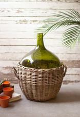 Damingiana Green Glass Damingiana with Wicker Wrap
