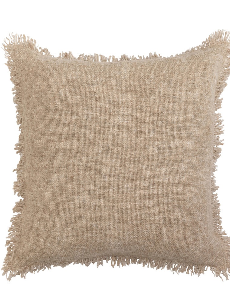 Shoreline 20" Melange Jute & Cotton Blend Pillow, Down Fill