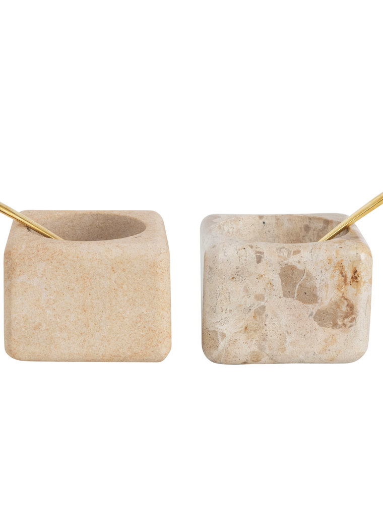 abode Marble/Sandstone Pinch Pot with Brass Spoon, 2 Colors, (EACH)
