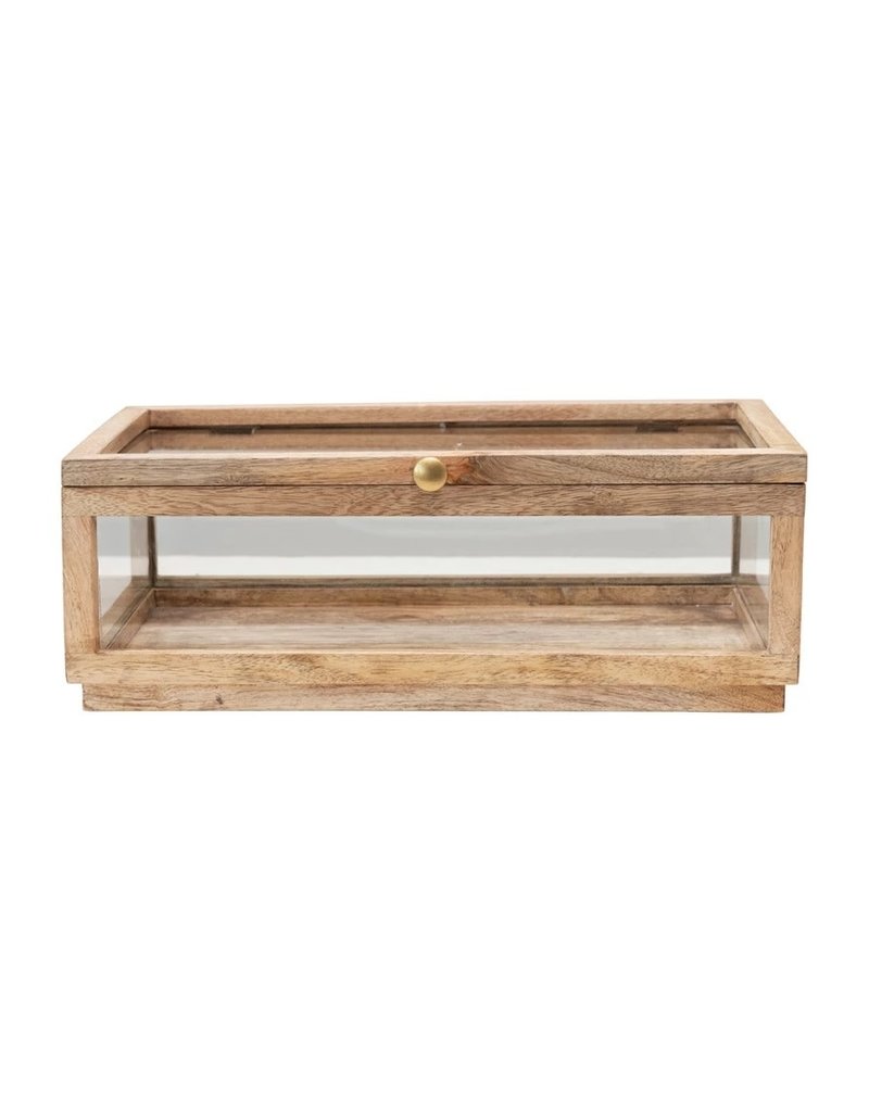 Collected Notions Mango Wood and Glass Display Box with Lid