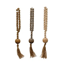 Await Wood Beads w/ Jute Rope Tassel, 3 Colors (EACH)
