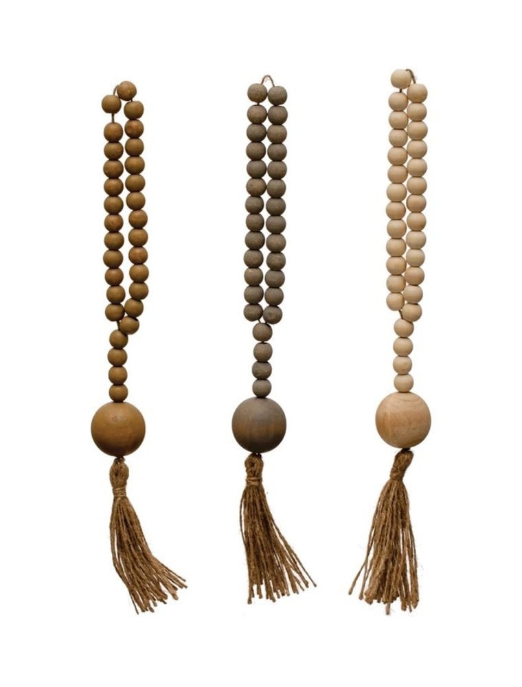 Await Wood Beads w/ Jute Rope Tassel, 3 Colors (EACH)