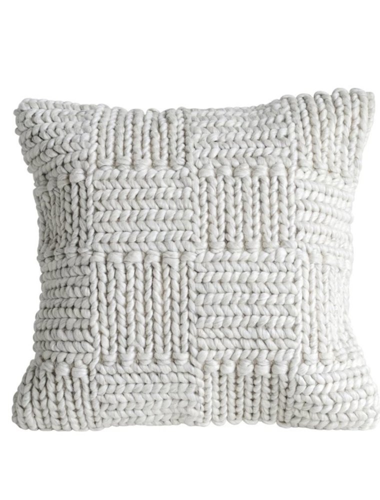 Sanctuary 20" Knit Wool Pillow - Down Fill, Cream