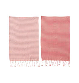 Modern Cottage Turkish Cotton Tea Towel with Stripe and Fringe, 2 Colors, EACH