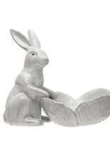 Secret Garden Stoneware Rabbit with Flower Shaped Bowl