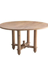 Bella Bella 54" Round Dining Table, White Wash