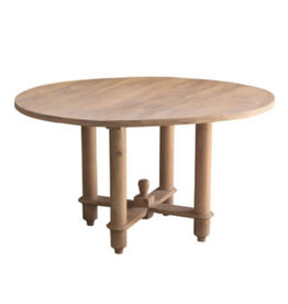 Bella Bella 54" Round Dining Table, White Wash