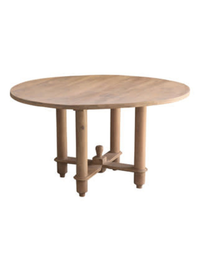 Bella Bella 54" Round Dining Table, White Wash