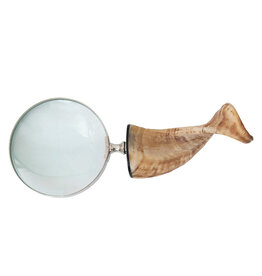 Obsidian Stainless Steel Magnifying Glass with Horn Handle
