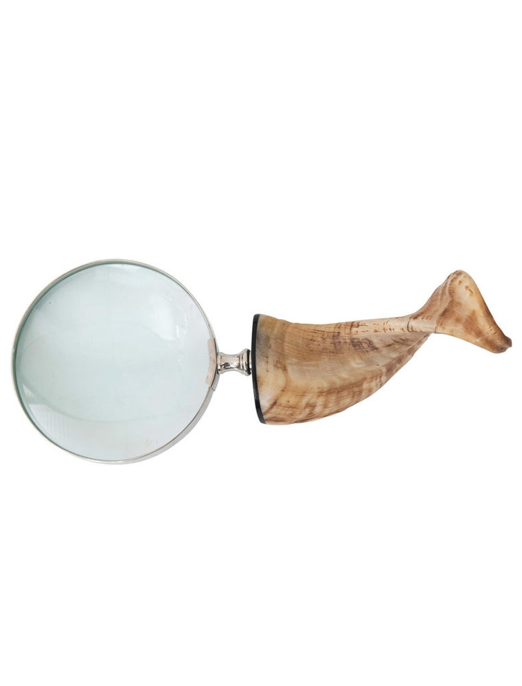 Obsidian Stainless Steel Magnifying Glass with Horn Handle