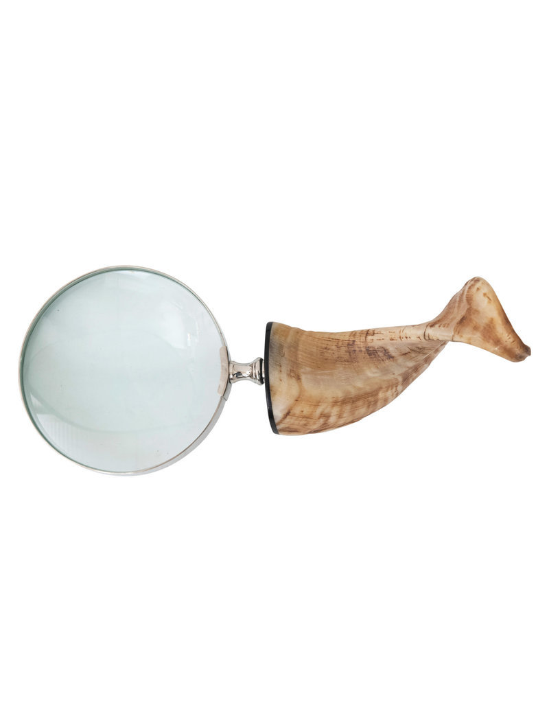 Obsidian Stainless Steel Magnifying Glass with Horn Handle