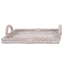 Shoreline Small White Rattan Tray (EACH)