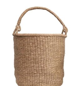 Large Hand-Woven Basket with Handle