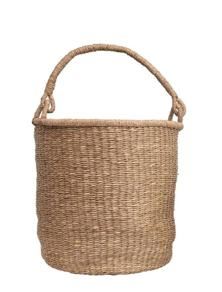 Large Hand-Woven Basket with Handle
