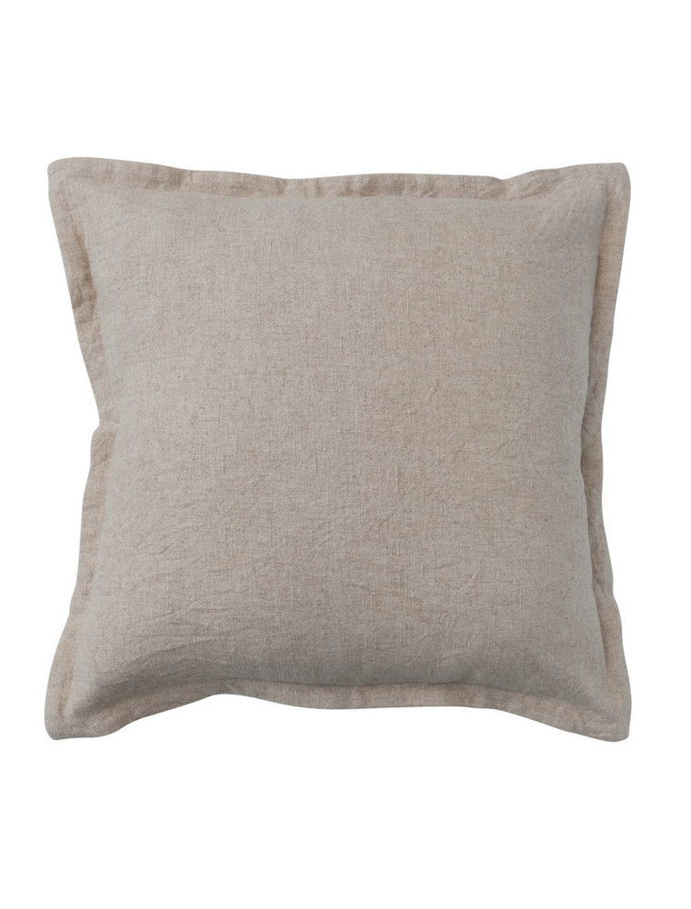 abode Woven Linen & Cotton Pillow w/Flanged Edge - Down