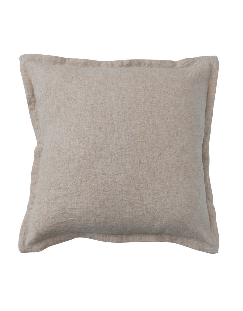 abode Woven Linen & Cotton Pillow w/Flanged Edge - Down