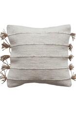 abode Woven Jute Dhurrie Pillow w/Tassels - Down Fill