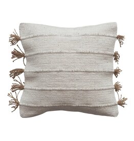 abode Woven Jute Dhurrie Pillow w/Tassels - Down Fill