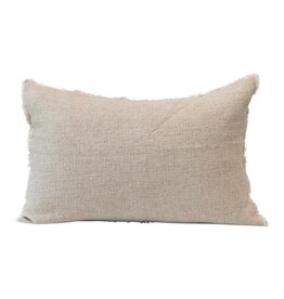 Natural Cotton Linen Blend Lumbar Pillow w/ Down