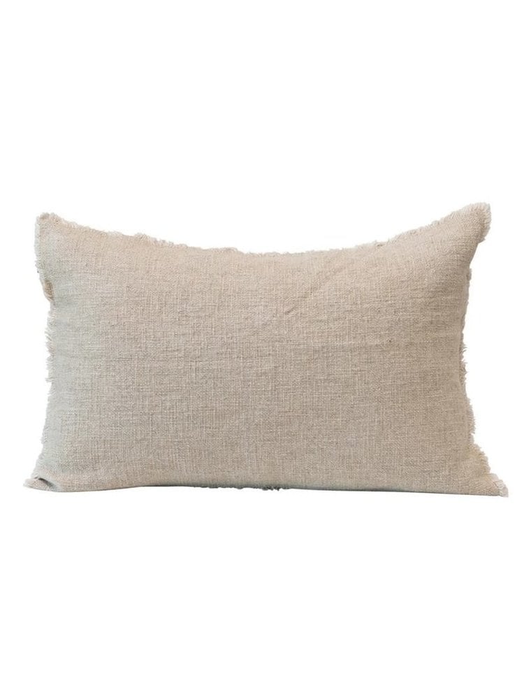 Natural Cotton Linen Blend Lumbar Pillow w/ Down