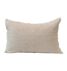 Natural Cotton Linen Blend Lumbar Pillow w/ Poly