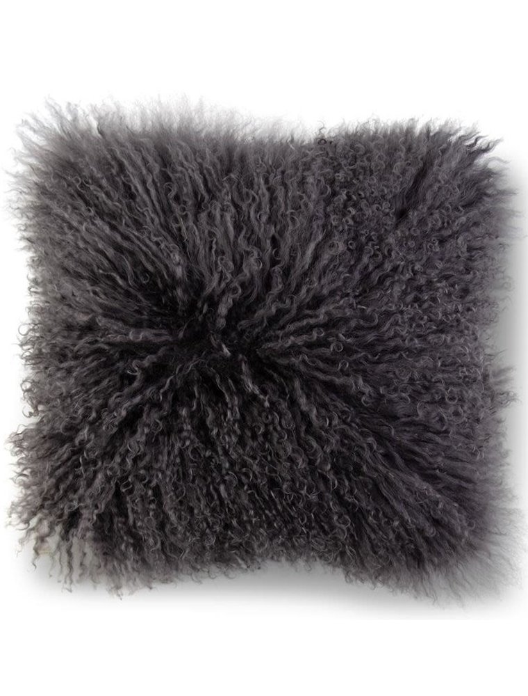 Lamb Fur 15" Gray Lamb Fur Pillow