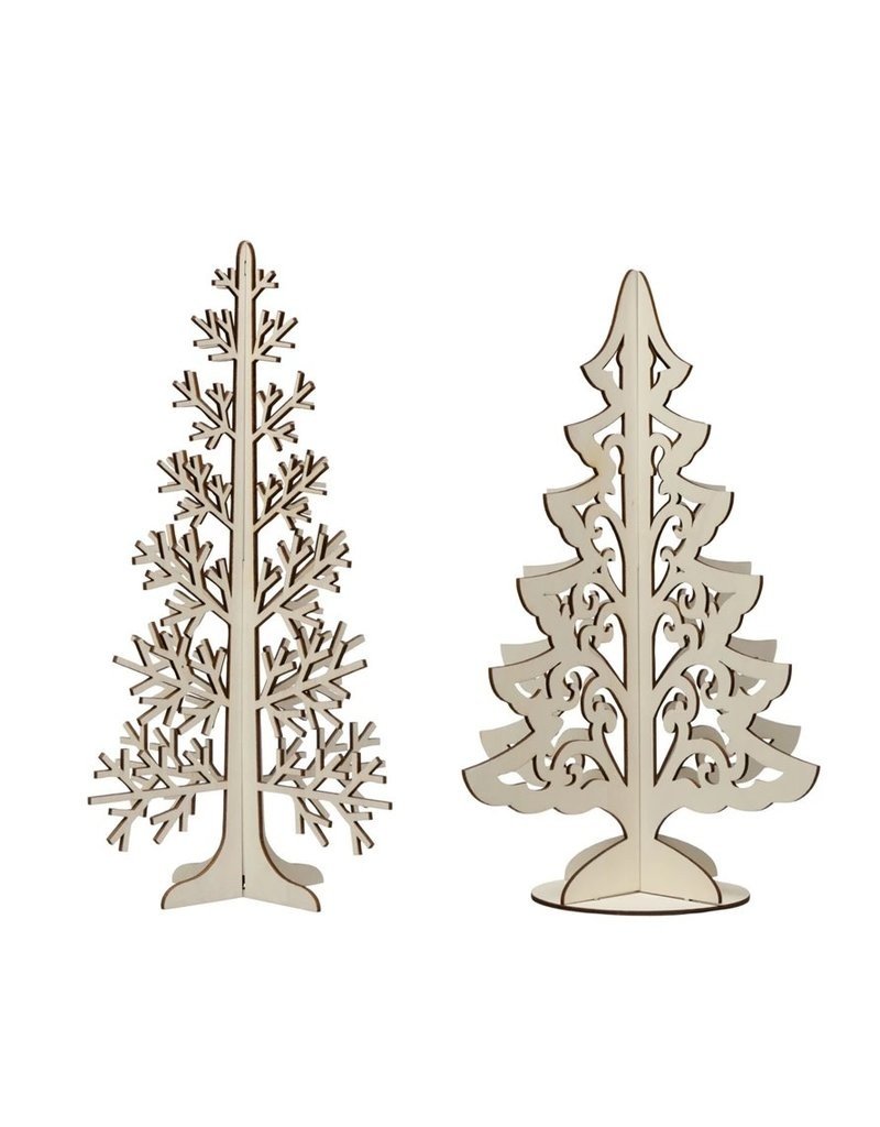 Twinkle Small Wood Interlocking Laser Cut Tree, 2 Styles, EACH