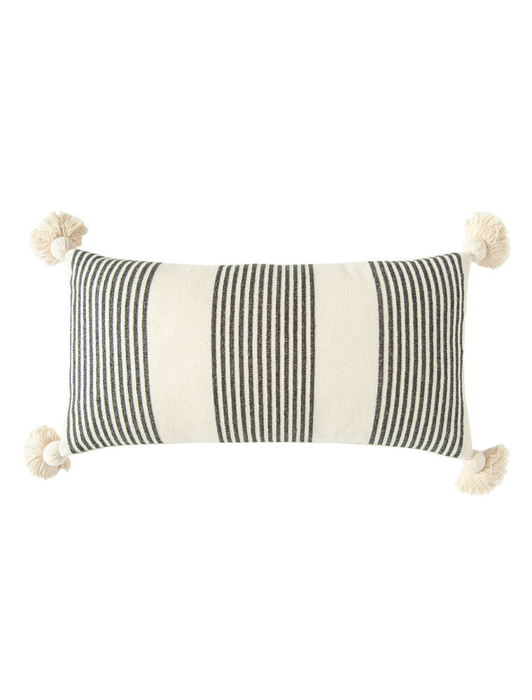 Woven Striped Lumbar Pillow with Tassels
