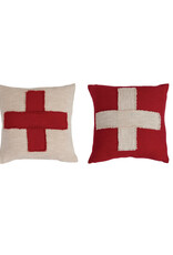 Cabin Holiday 20" Cotton Slub Pillow with Swiss Cross, 2 Colors (EACH)