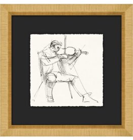 Wendover Art The Violinist, Deckled and Floated on Mat, Medium Matte Paper, Treatment Deckled and Floated on Mat, Size 14"w x 14"h