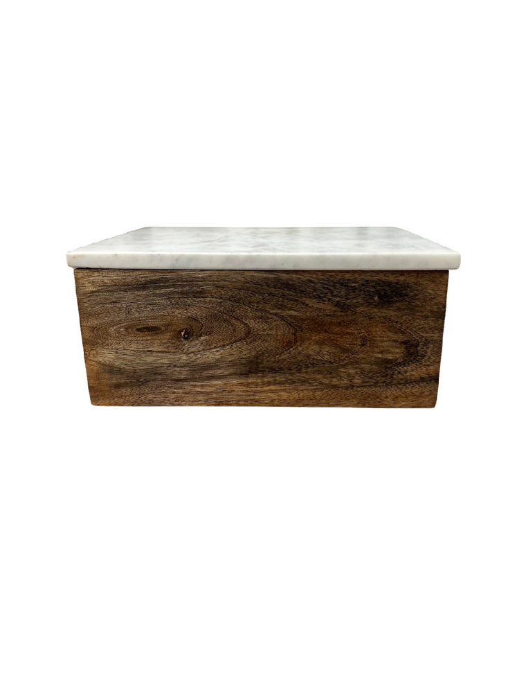 Large Wood Box with Marble Lid