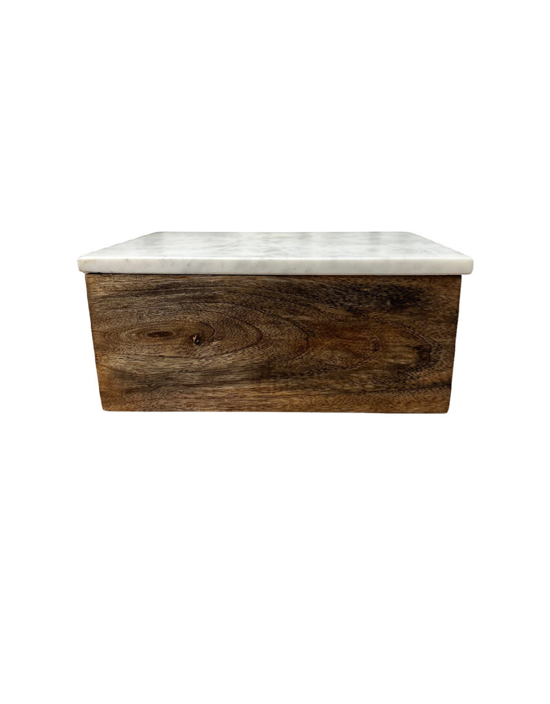 Large Wood Box with Marble Lid