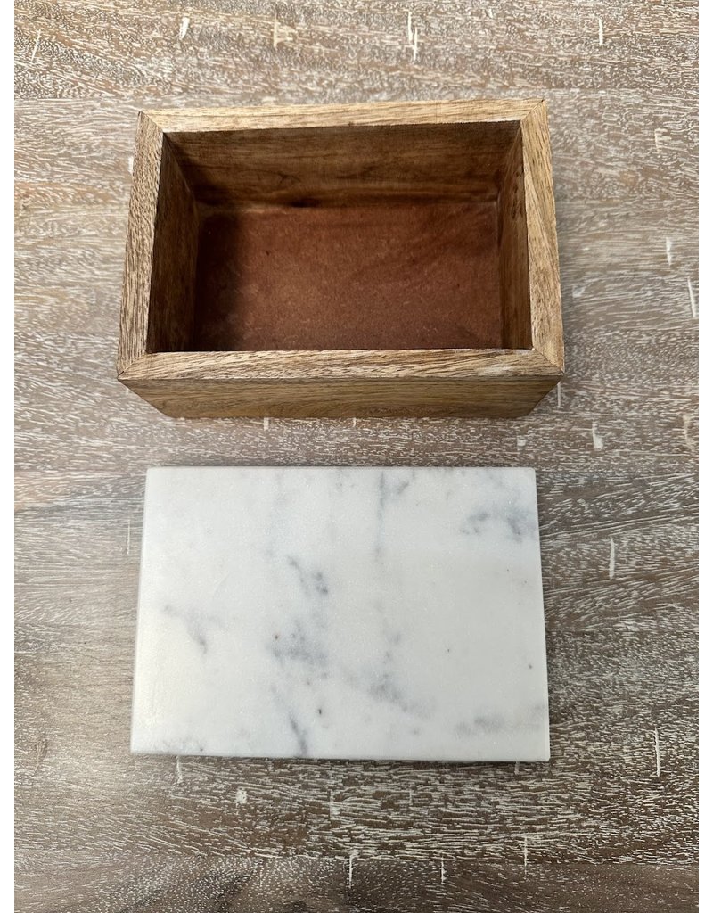 Small Wood Box with Marble Lid