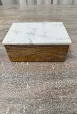 Small Wood Box with Marble Lid