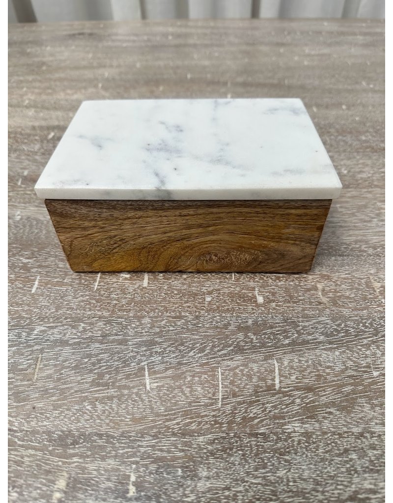 Small Wood Box with Marble Lid