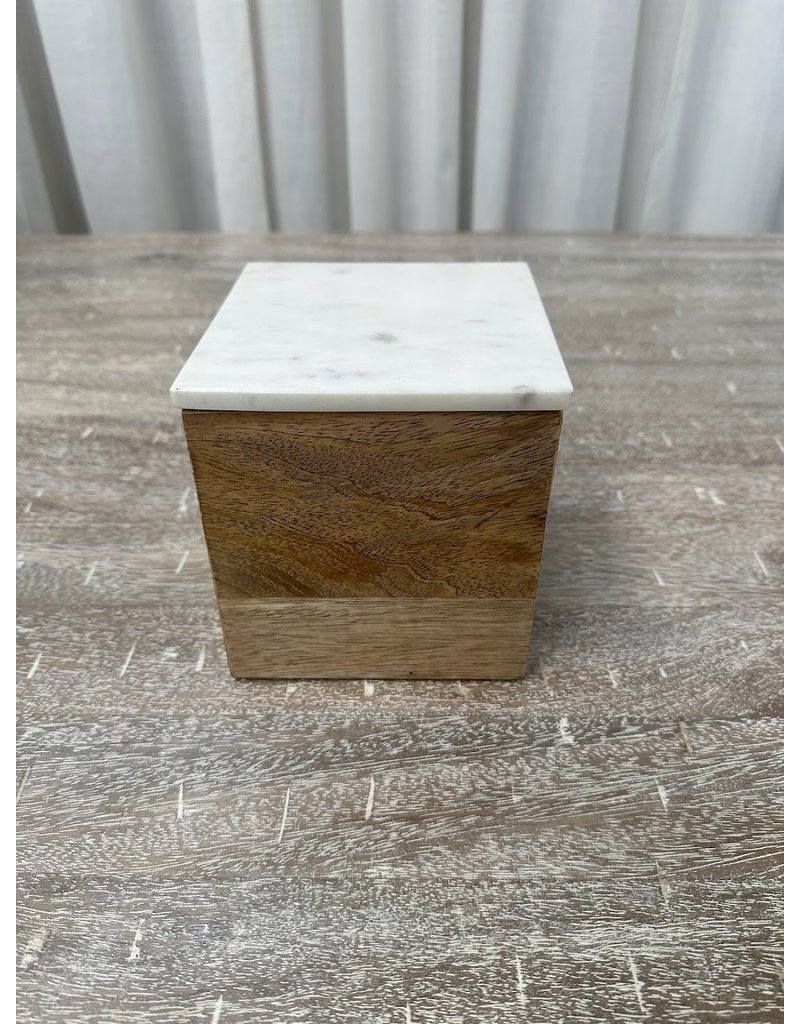 Square Wood Box with Marble Lid