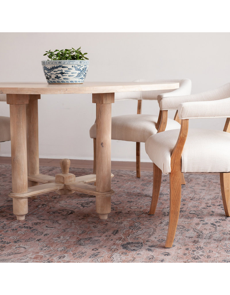Bella Bella 54" Round Dining Table, White Wash