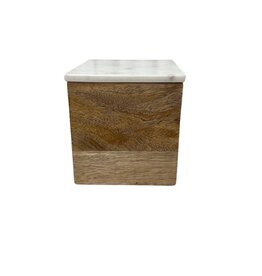 Square Wood Box with Marble Lid