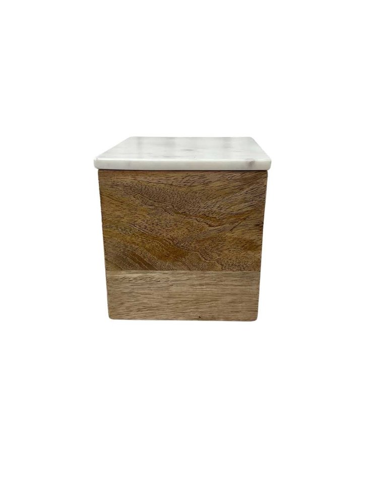 Square Wood Box with Marble Lid