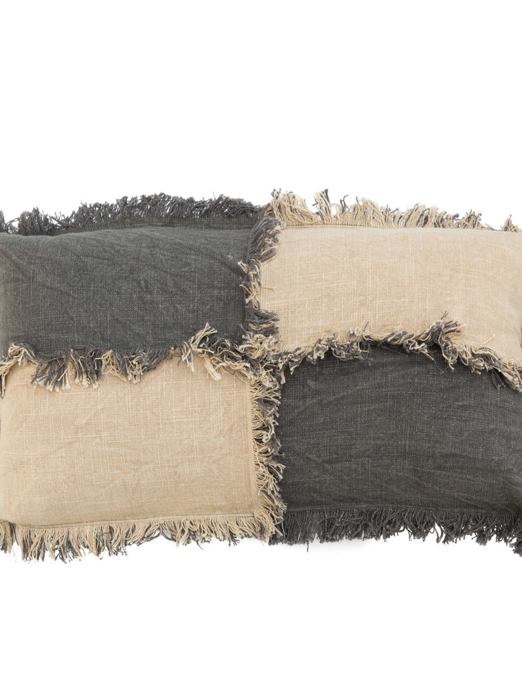 Black & Cream Lumbar Pillow w/Fringe